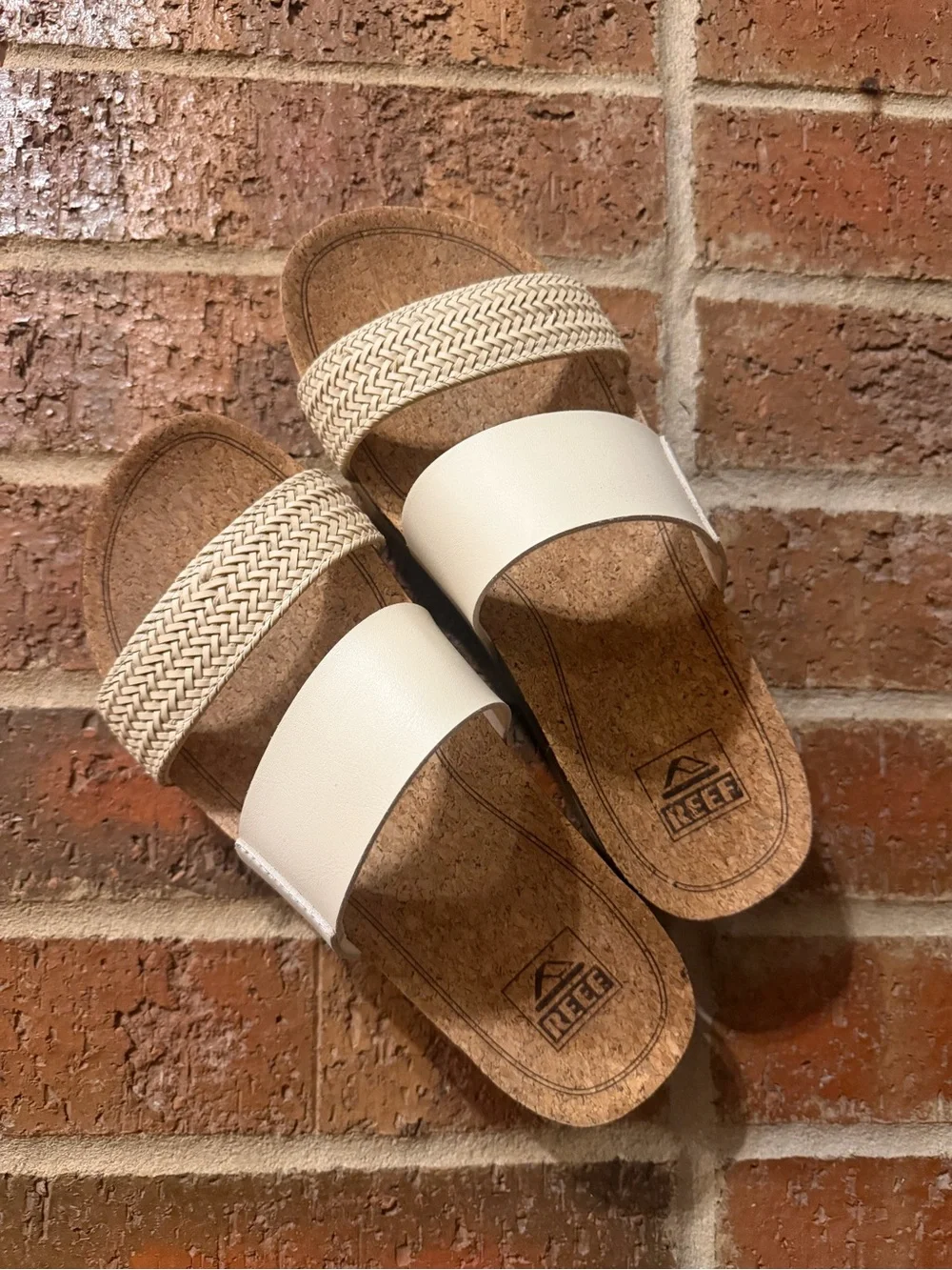 Reef Vintage White Double-Strap Slide Sandal - Picture 1 of 10
